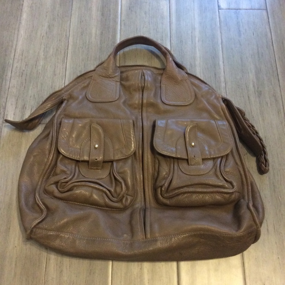 Bulga Satchel Bag Brown Leather